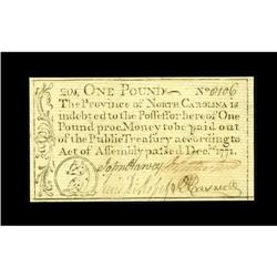 North Carolina December, 1771 $1 Choice New. The vigne