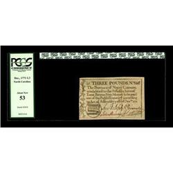 North Carolina December, 1771 $3 PCGS About New 53. A