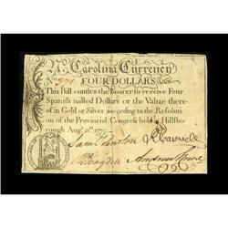 North Carolina August 21, 1775 $4 Extremely Fine, Repai
