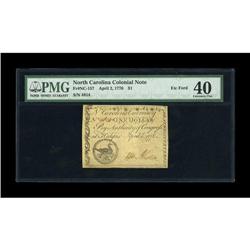 North Carolina April 2, 1776 $1 PMG Extremely Fine 40.