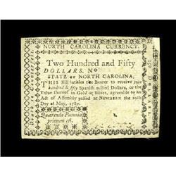North Carolina May 10, 1780 $250 Extremely Fine. The si