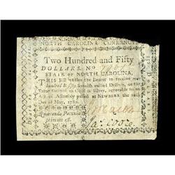 North Carolina May 10, 1780 $250 Very Fine.