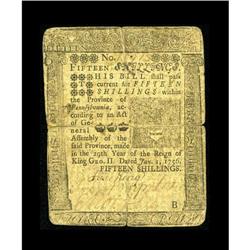 Pennsylvania January 1, 1756 15s Very Good-Fine. The ba
