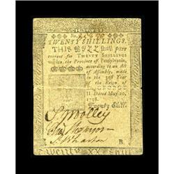 Pennsylvania May 20, 1758 20s Fine. This example carrie