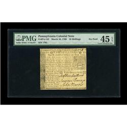 Pennsylvania March 10, 1769 10s PMG Choice Extremely Fi
