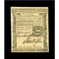 Pennsylvania April 3, 1772 18d Superb Gem New. A gorgeo