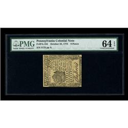 Pennsylvania October 25, 1775 9d PMG Choice Uncirculate