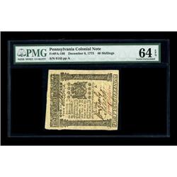 Pennsylvania December 8, 1775 40s PMG Choice Uncirculat