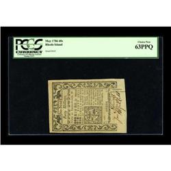 Rhode Island May 1786 40s PCGS Choice New 63PPQ. A love