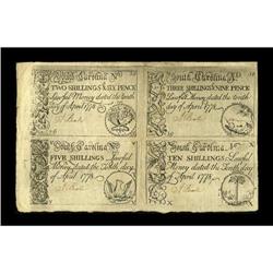 South Carolina April 10, 1778 Block of Four. A Very Fin