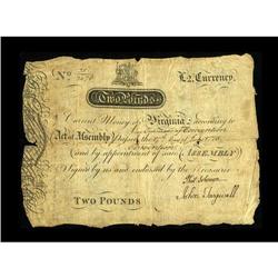 Virginia July 17, 1775 $2 Very Fine. There are some ju