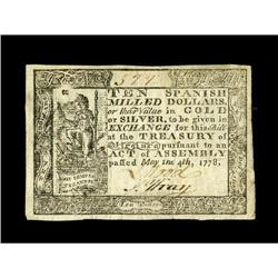 Virginia May 4, 1778 (Dates Printed) $10 Very Fine-Extr