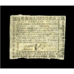Virginia October 16, 1780 $400 Very Fine-Extremely Fine