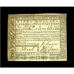 Virginia May 7, 1781 $50 About New. The design details