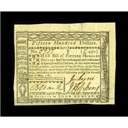Virginia May 7, 1781 $1500 Very Fine-Extremely Fine. Th