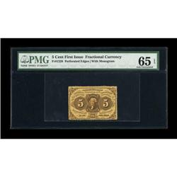 Fr. 1228 5c First Issue PMG Gem Uncirculated 65 EPQ. Th
