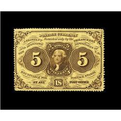 Fr. 1228 5¢ First Issue About New. Nicely perforated an