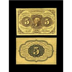 Fr. 1231SP 5c First Issue Narrow Margin Pair Superb Gem