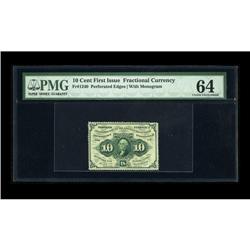 Fr. 1240 10c First Issue PMG Choice Uncirculated 64. Fu