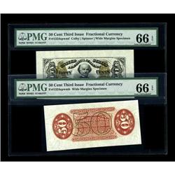Fr. 1324SP 50¢ Third Issue Wide Margin Pair PMG 66EPQ.