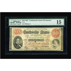 T24 $10 1861 Cr-156, PF-1 PMG Choice Fine 15