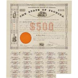 (Tallahassee), FL- State of Florida $500 Bond 1862 Cr.