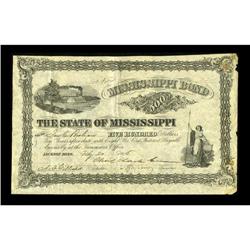 Jackson, MS- State of Mississippi $500 Bond 1865 Cr. 65