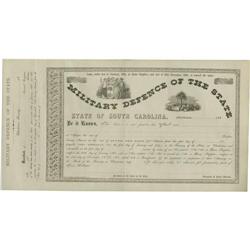 Charleston, SC- State of South Carolina Unissued 1861 B