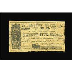 Little Rock, AR- Haynes'' Hotel 25¢ March 13, 1863 Roth