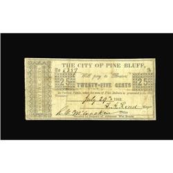 Pine Bluff, AR- City of Pine Bluff 25¢ July 29, 1862 Ro