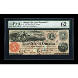 Omaha, NE - The City of Omaha $5 Dec. 1, 1857 PMG 62