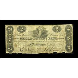 Poughkeepsie, NY- Middle District Bank $2 Oct. 1, 1827