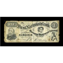 Galveston, TX- Burgess Business College $1 Jan. 1, 1875