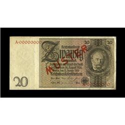 Germany 20 Reichsmark Specimen 1929 Pick 181aSerial num