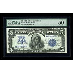 Fr. 277 $5 1899 Silver Certificate PMG About Uncirculat