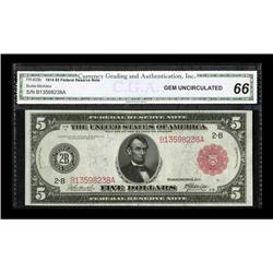 Fr. 833b $5 1914 Red Seal Federal Reserve Note CGA Gem