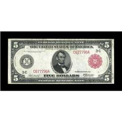 Fr. 834a $5 1914 Red Seal Federal Reserve Note Very Fin