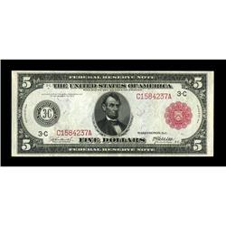 Fr. 834b $5 1914 Red Seal Federal Reserve Note Extremel