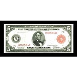 Fr. 838b $5 1914 Red Seal Federal Reserve Note Gem New.