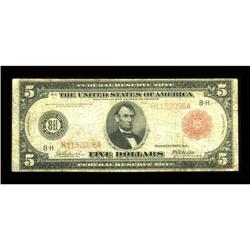 Fr. 839b $5 1914 Red Seal Federal Reserve Note Very Goo