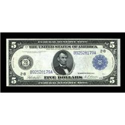 Fr. 850 $5 1914 Federal Reserve Note Very Choice New.