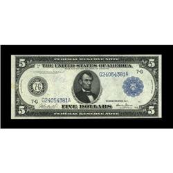 Fr. 869 $5 1914 Federal Reserve Note About New. A high