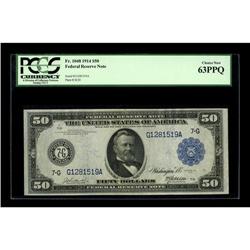 Fr. 1048 $50 1914 Federal Reserve Note PCGS Choice New
