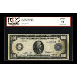 Fr. 1084 $100 1914 Federal Reserve Note PCGS Apparent V