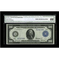 Fr. 1108 $100 1914 Federal Reserve Note CGA Gem Uncircu