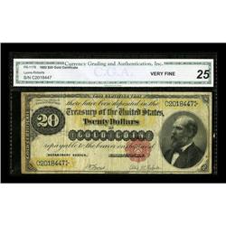 Fr. 1178 $20 1882 Gold Certificate CGA Very Fine 25. Th