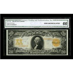 Fr. 1183 $20 1906 Gold Certificate CGA Gem Uncirculated