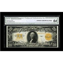 Fr. 1187 $20 1922 Gold Certificate CGA Choice Uncircula