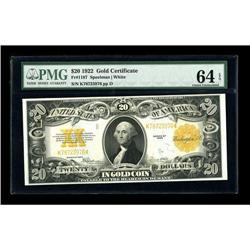 Fr. 1187 $20 1922 Gold Certificate PMG Choice Uncircula