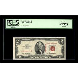 Fr. 1510 $2 1953A Legal Tender Note. PCGS Gem New 66PPQ